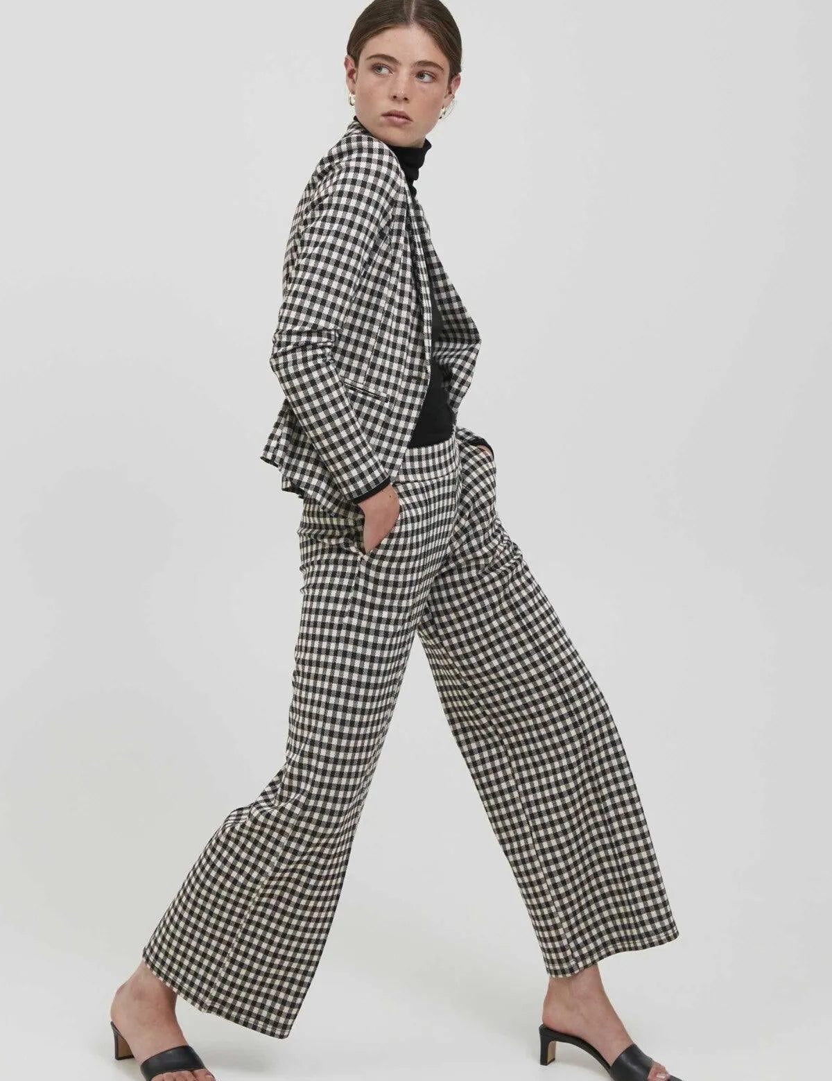 Pantalón Kate Wide Check - ECRU