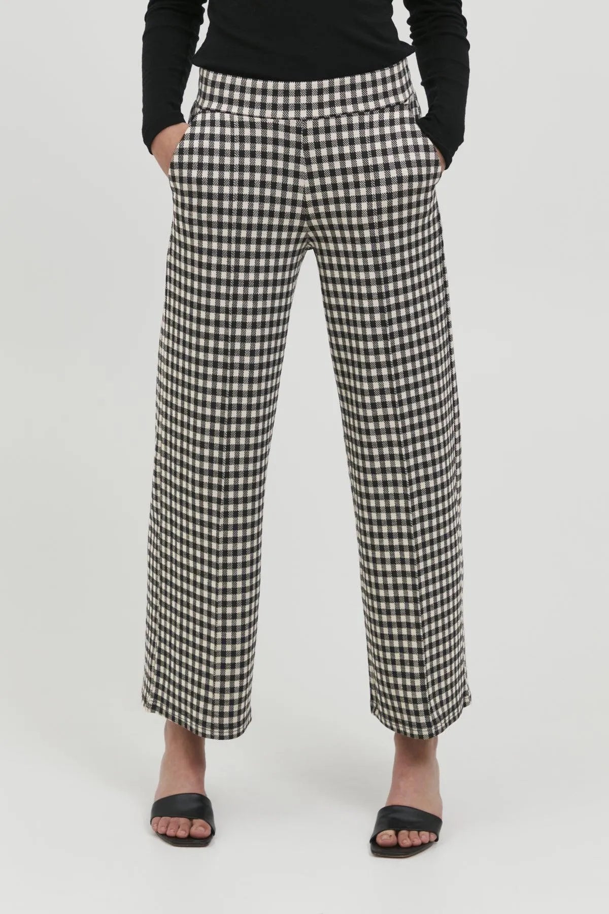 Pantalón Kate Wide Check - ECRU
