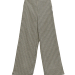 Pantalón Largo Amplio de Tiro Medio con Estampado de Pata De Gallo Blanco - ECRU