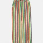 Pantalón recto de tiro medio aberturas frontales a rayas - ECRU