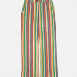 Pantalón recto de tiro medio aberturas frontales a rayas - ECRU