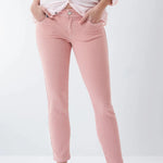 Pantalón vaquero Push Up Wonder cropped skinny rosa a rayas - ECRU