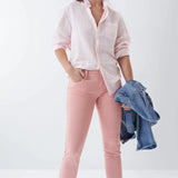 Pantalón vaquero Push Up Wonder cropped skinny rosa a rayas - ECRU