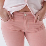 Pantalón vaquero Push Up Wonder cropped skinny rosa a rayas - ECRU