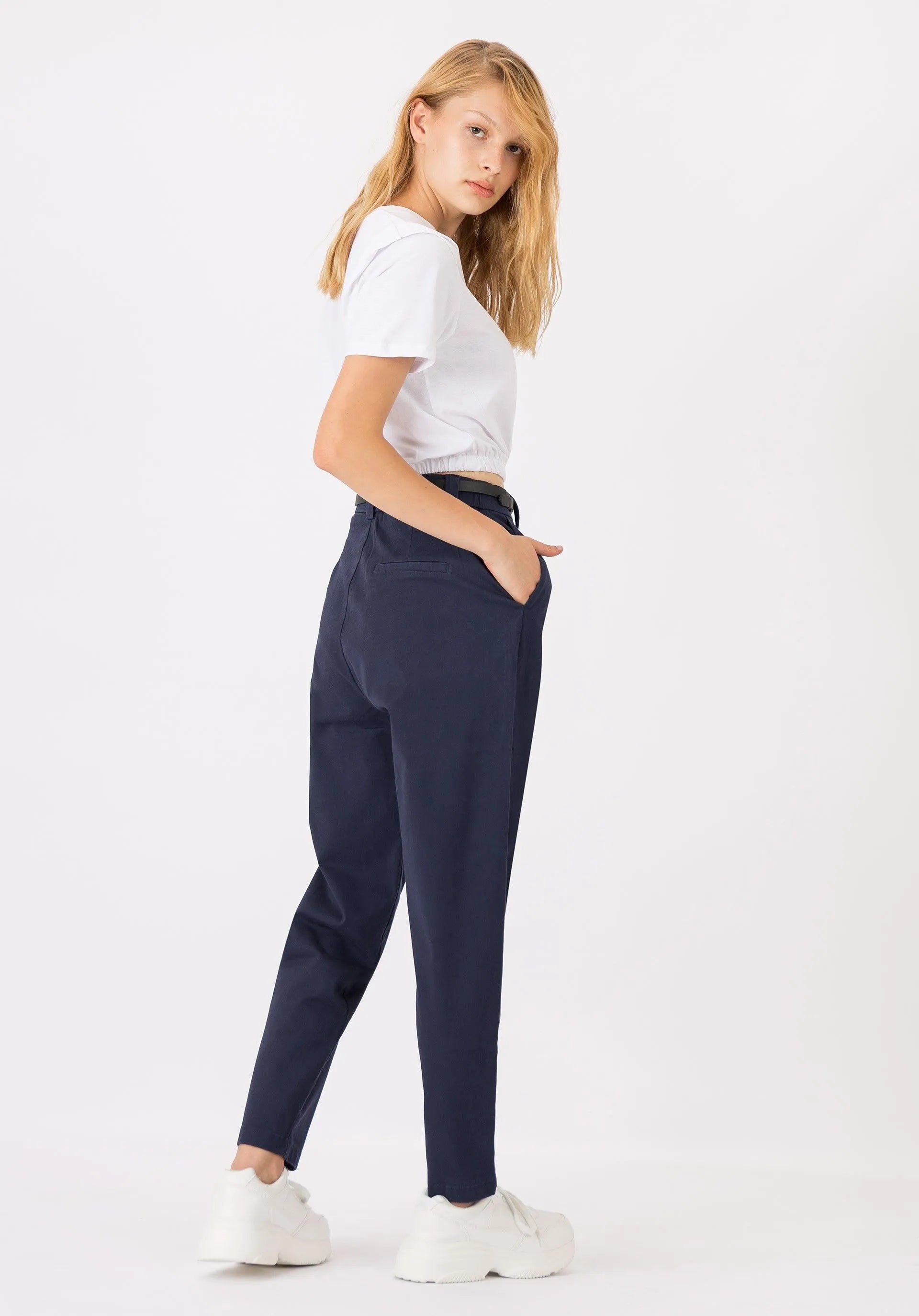 Pantalones Benedita 4 Estate Blue - ECRU