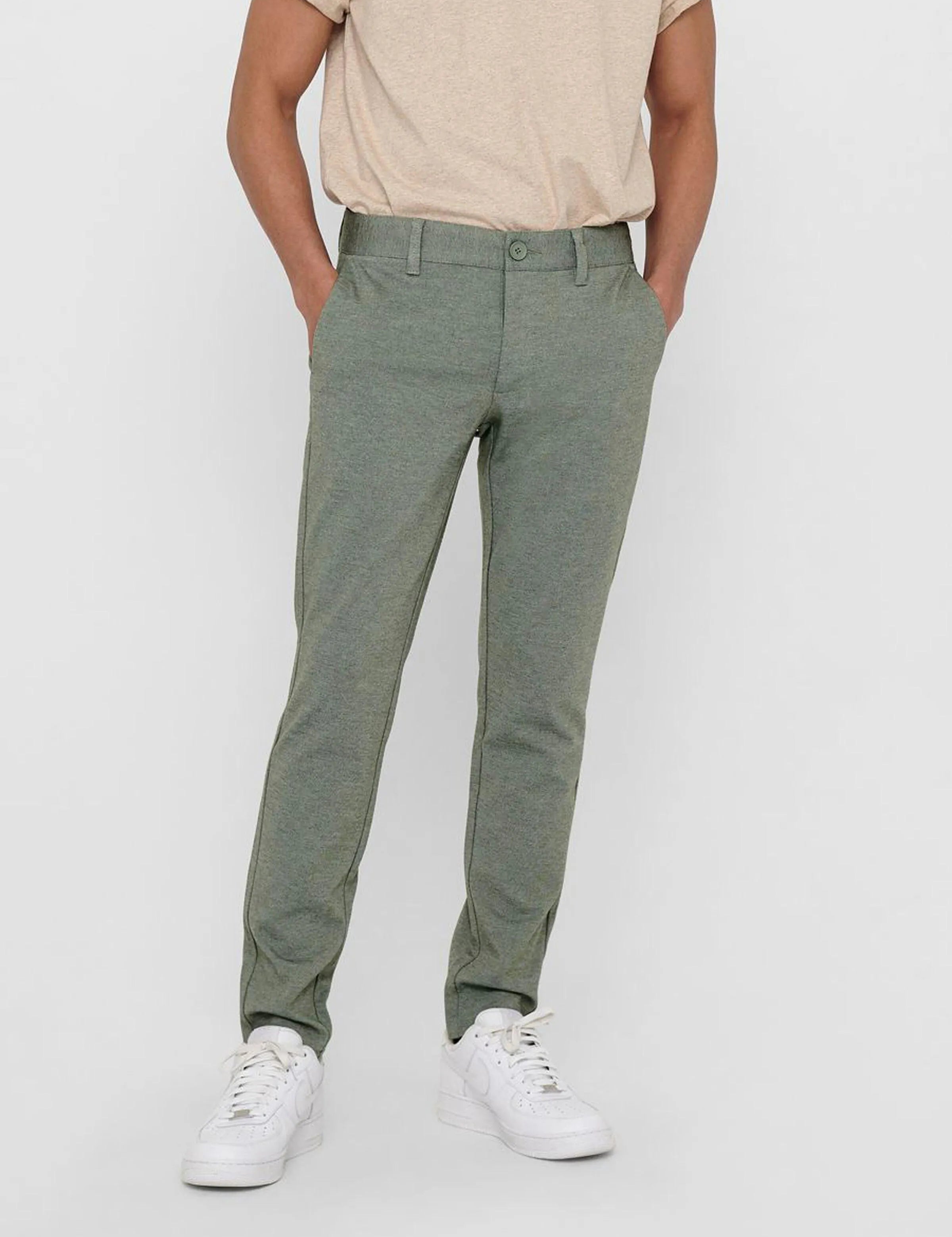 Pantalones Chinos Melange tipo Jogger Mark - ECRU
