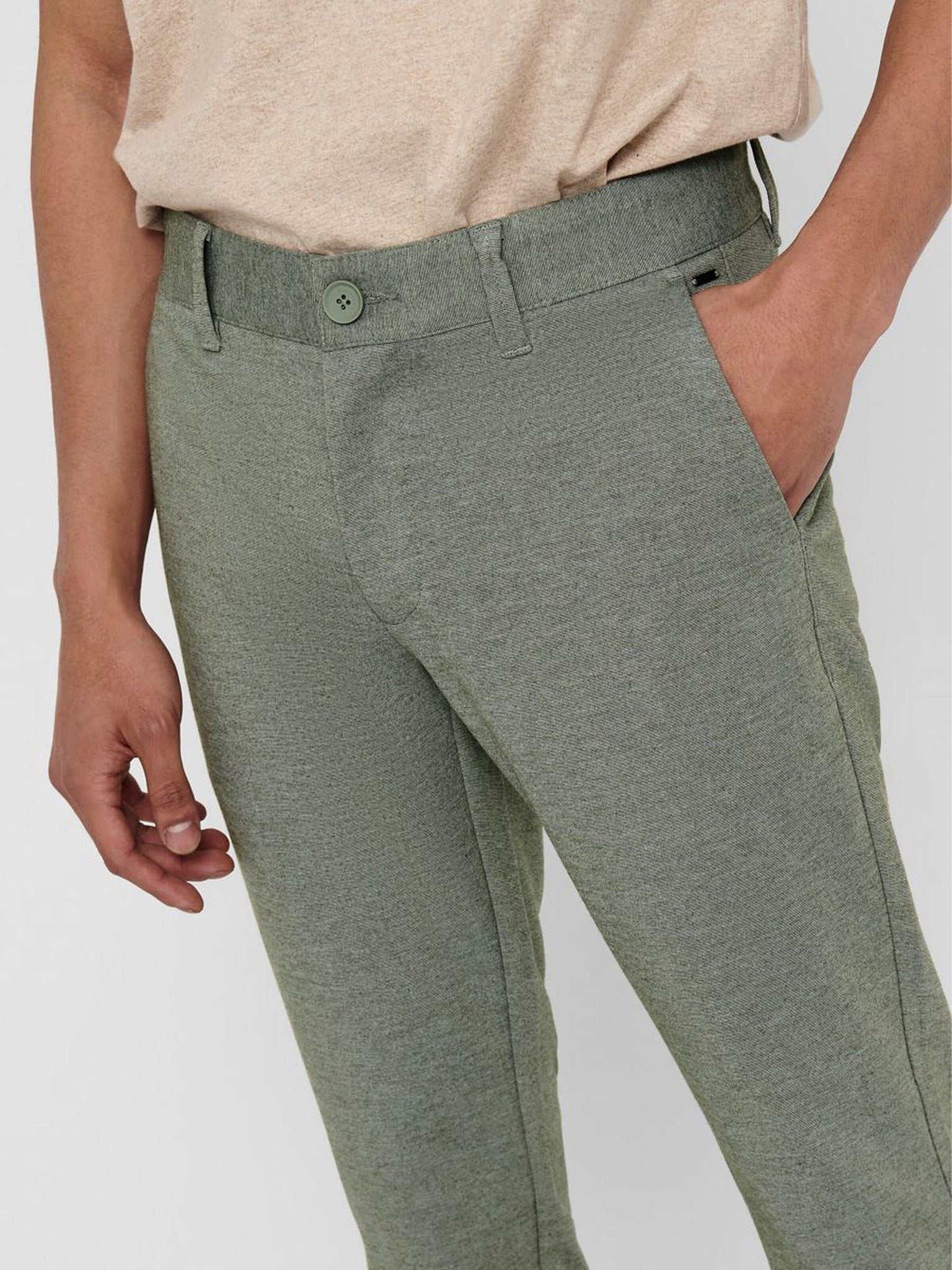 Pantalones Chinos Melange tipo Jogger Mark - ECRU