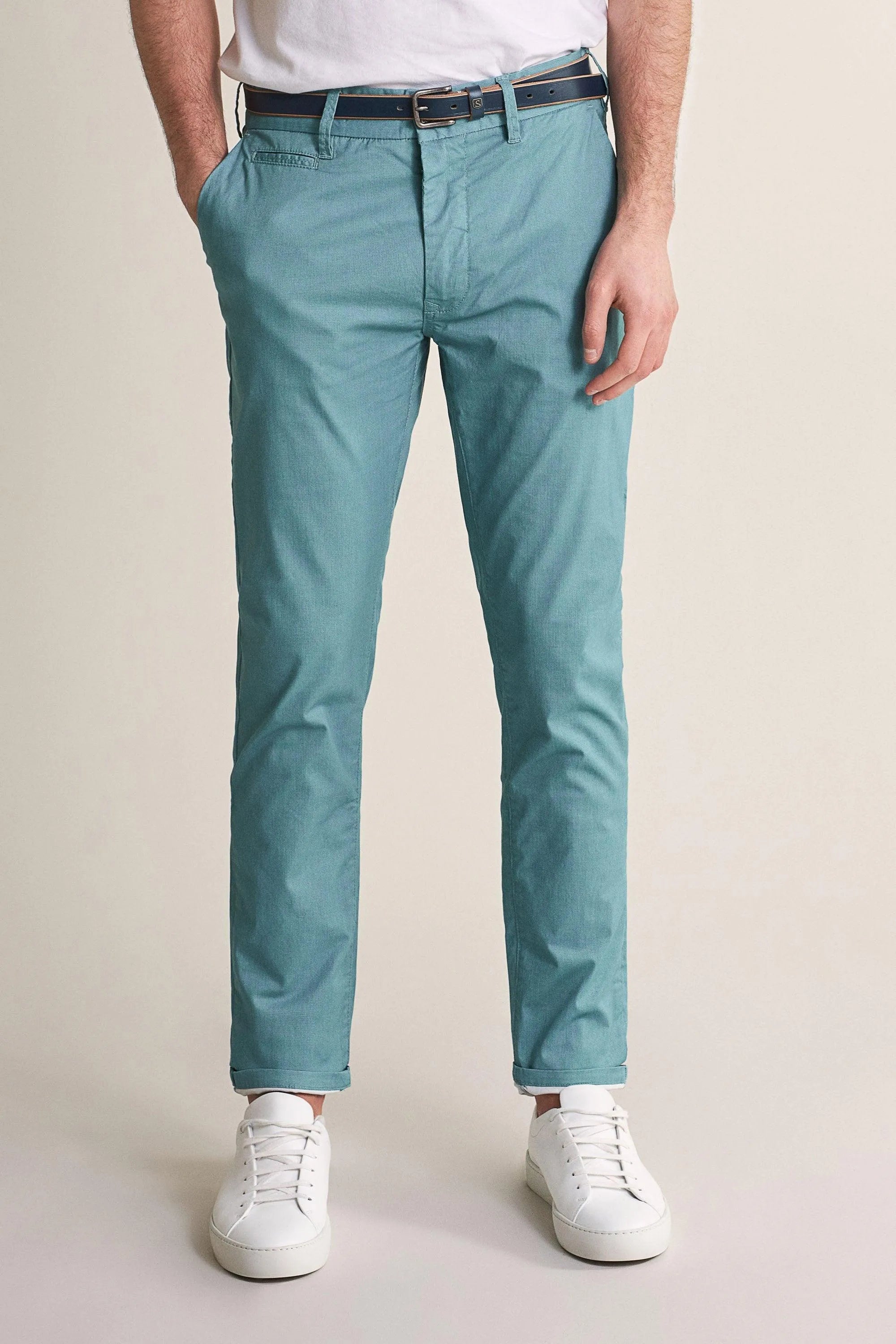 Pantalones chinos slim con microprint - ECRU