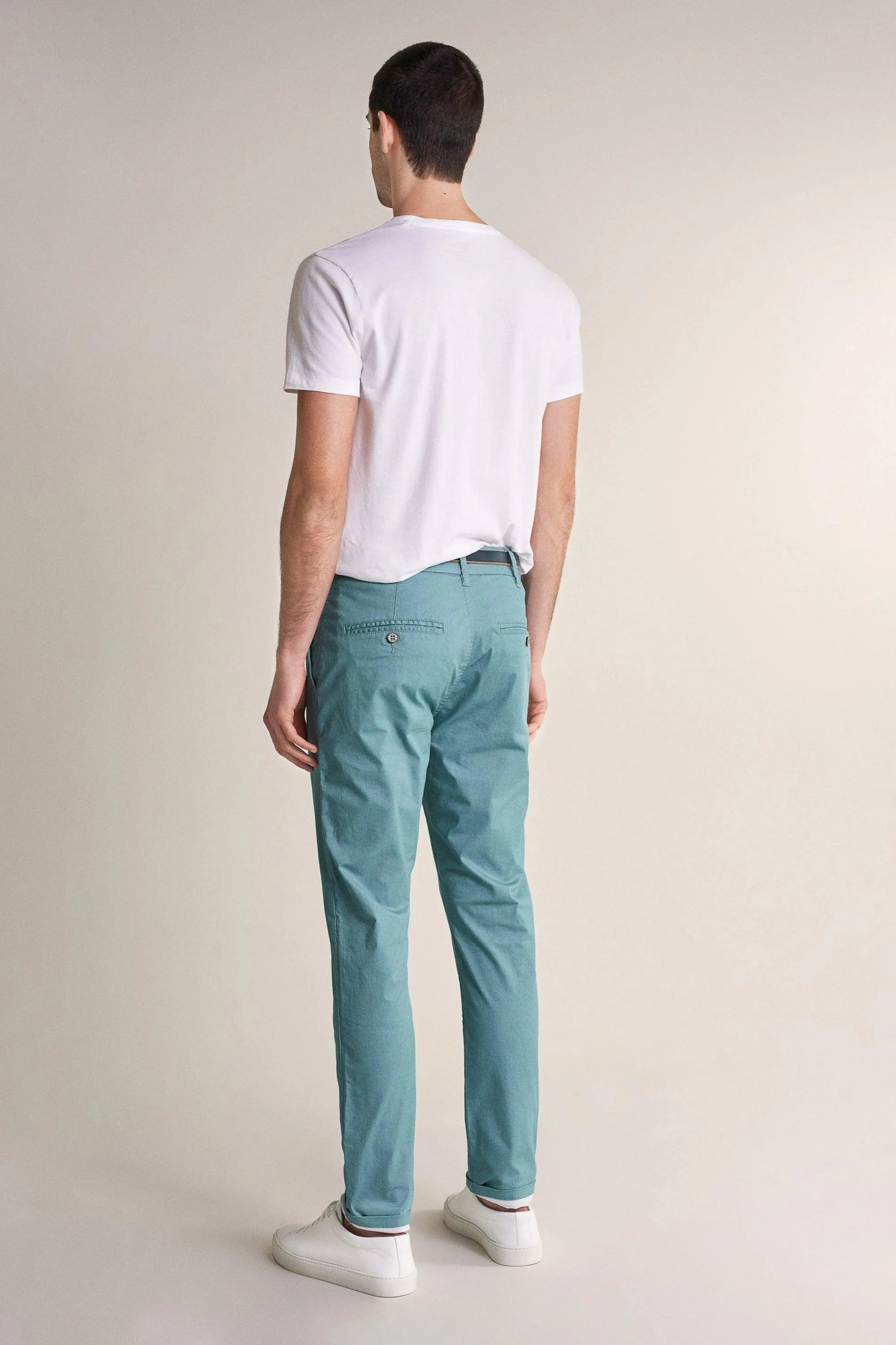 Pantalones chinos slim con microprint - ECRU