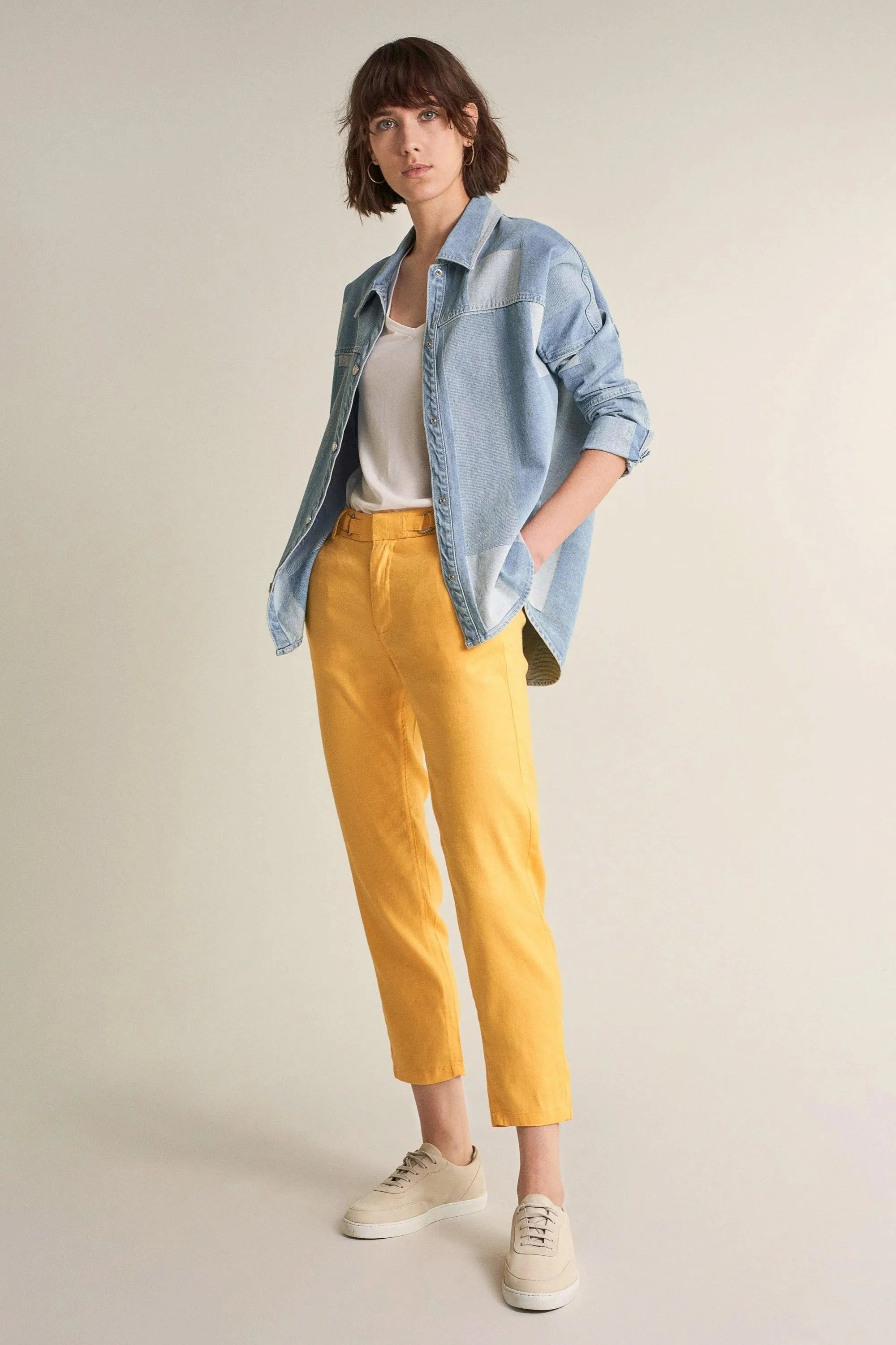 Pantalones Colette Capri de Lino - ECRU