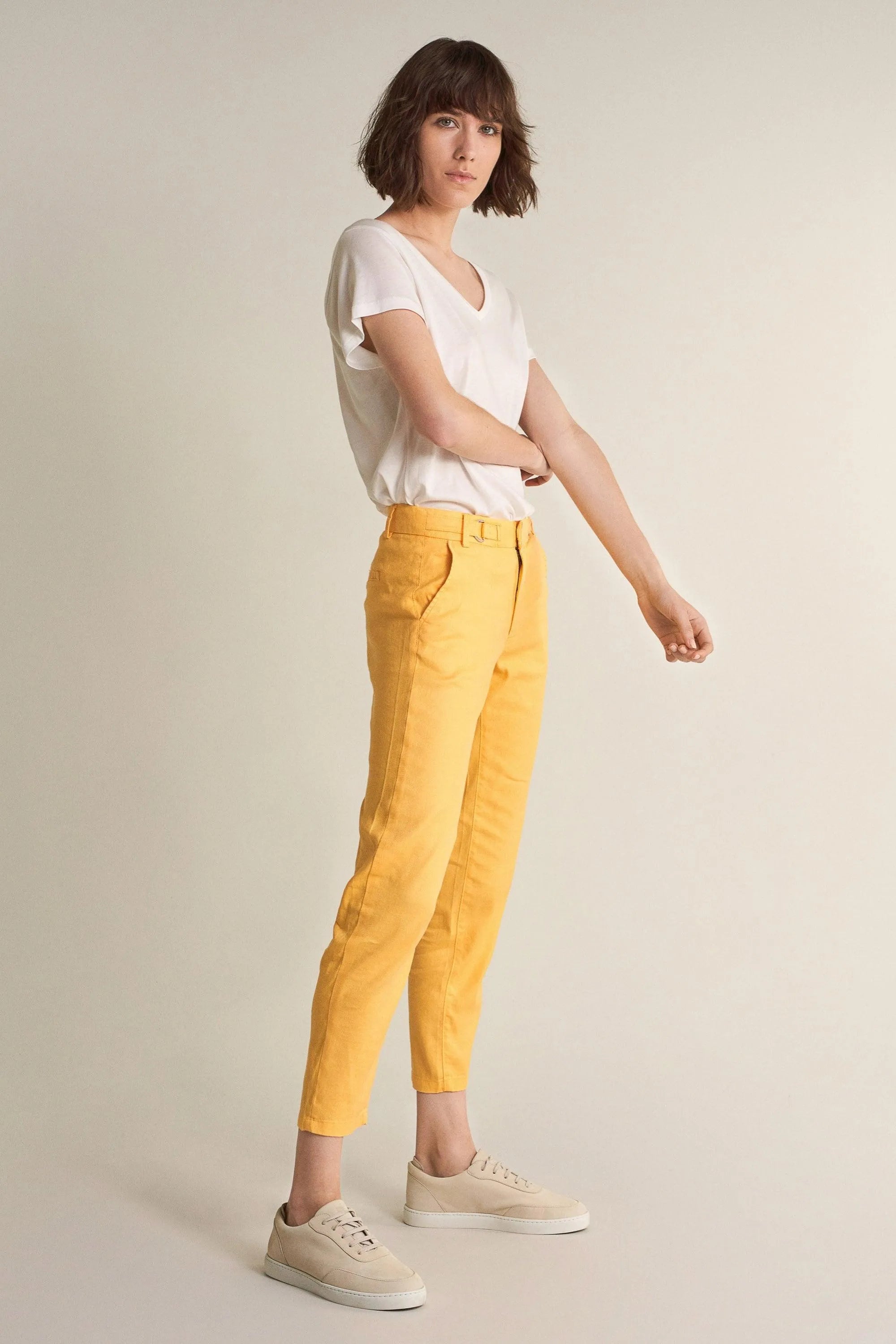 Pantalones Colette Capri de Lino - ECRU