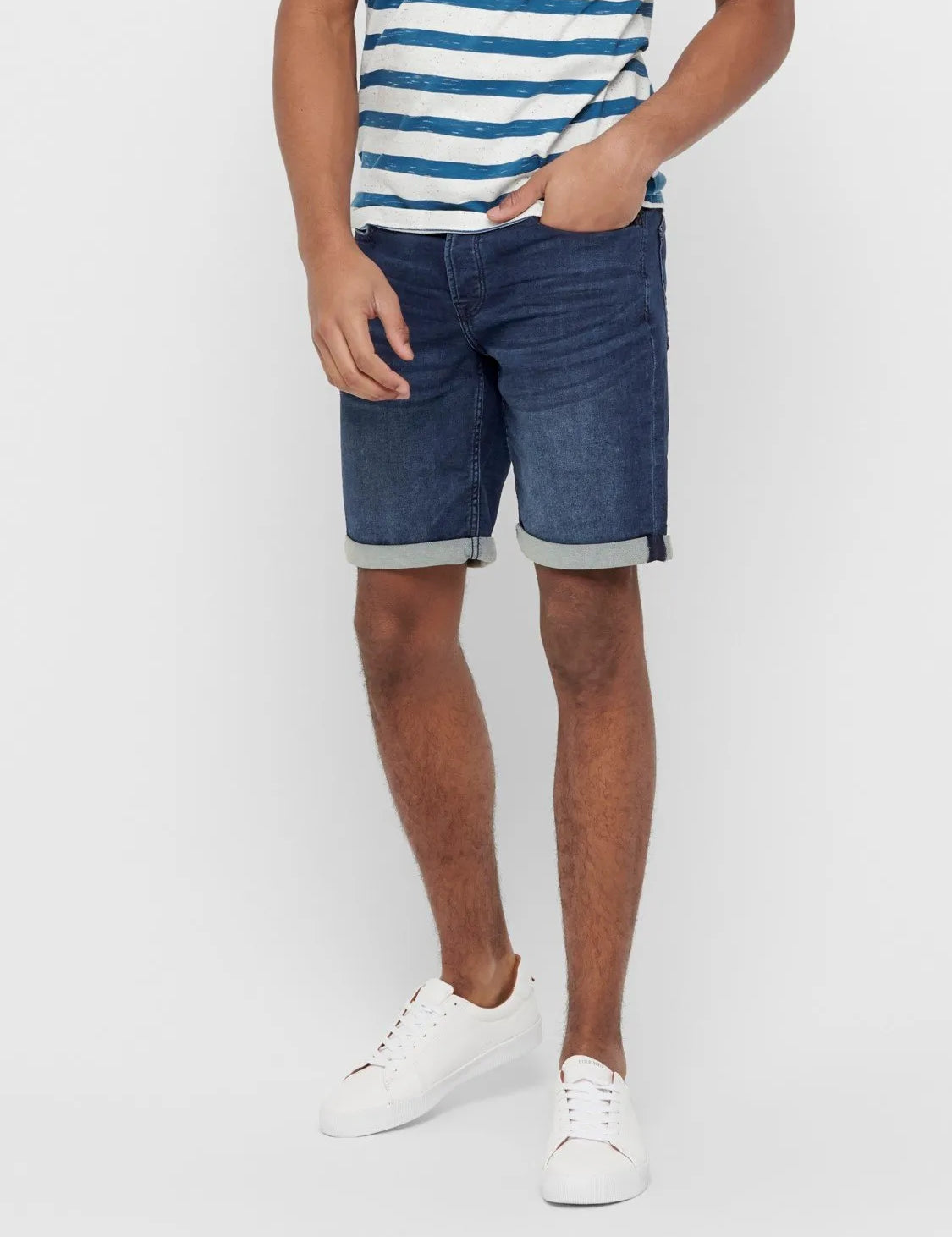 PANTALONES CORTOS VAQUEROS PLY REG BLUE - ECRU