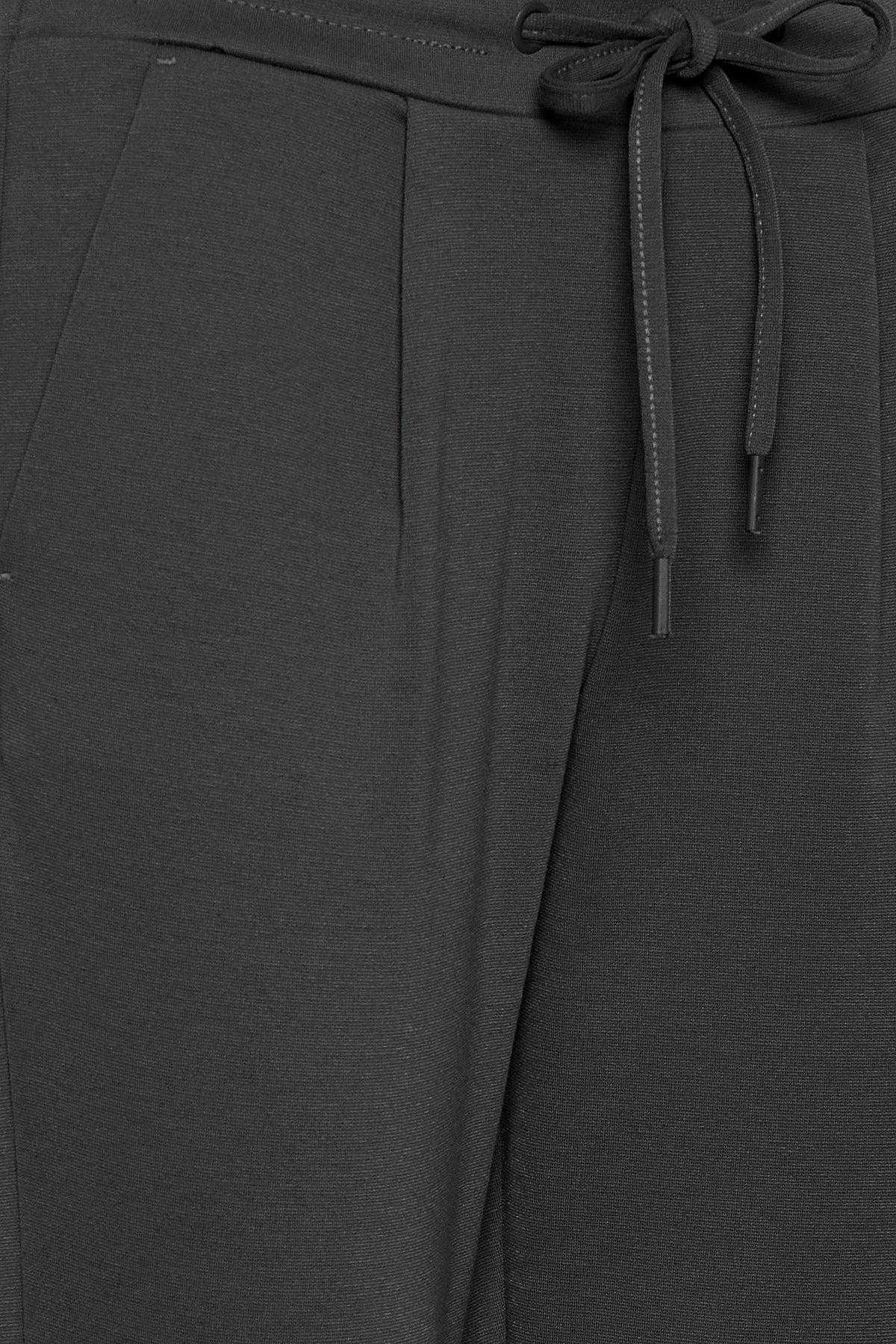 Pantalones ICHI Kate Cropped Dark Grey Melange - ECRU