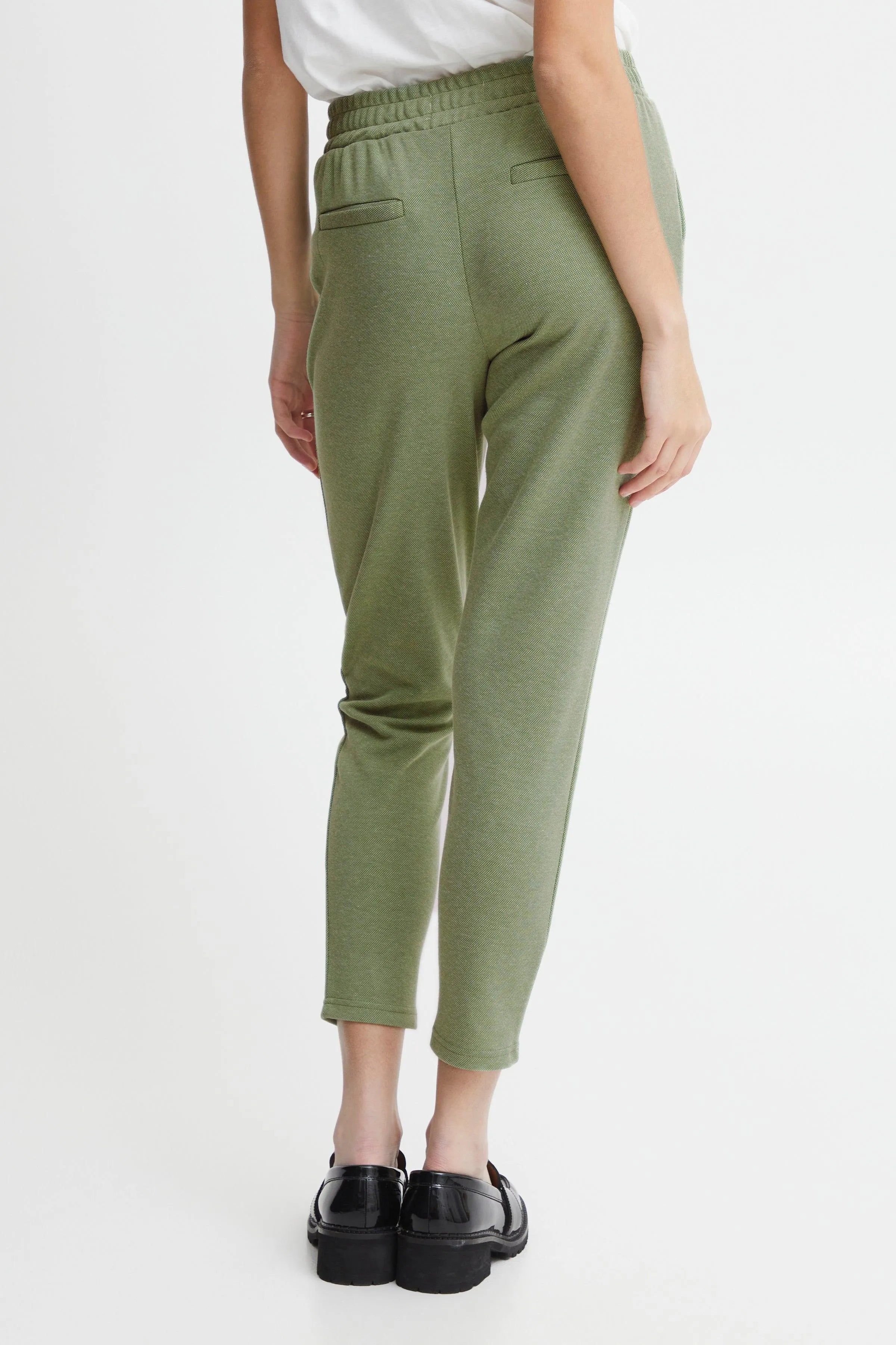 Pantalones ICHI Kate Piqué Willow Bough - ECRU