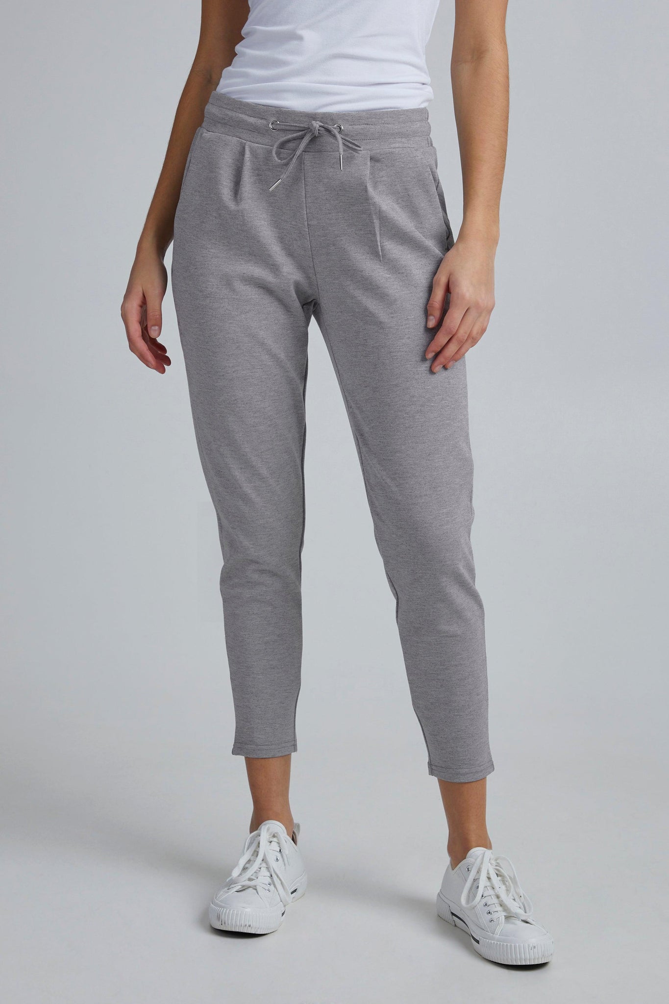 Pantalones Kate Cropped Grey Melange - ECRU