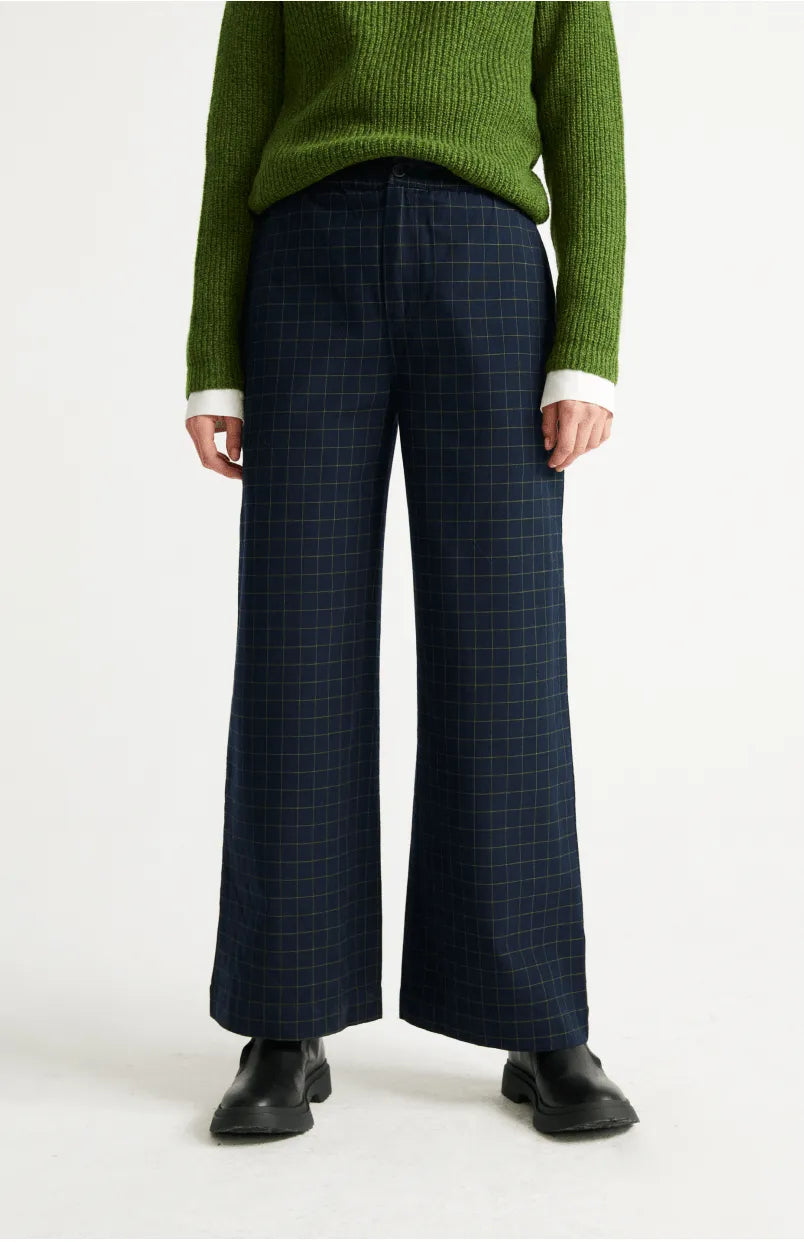 Pantalones Maia Navy Checks - ECRU