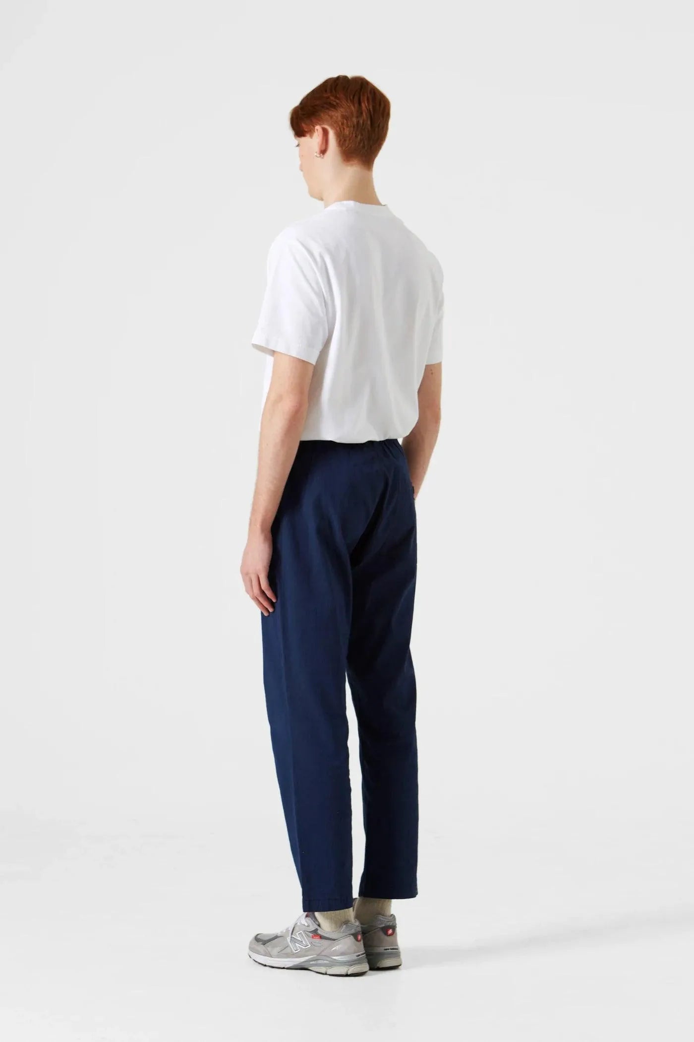 Pantalones Murano Seersucker Plain Navy - ECRU