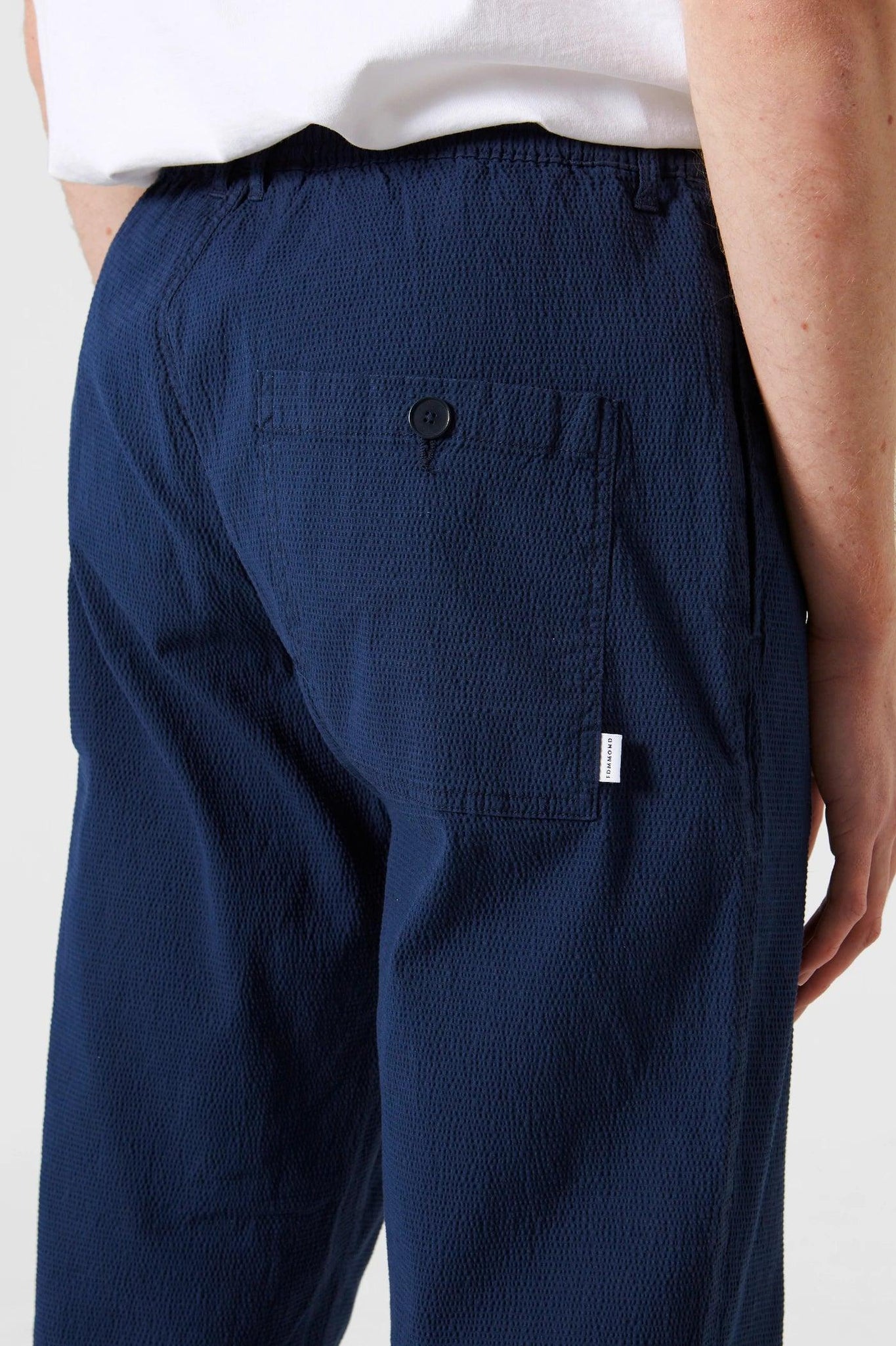 Pantalones Murano Seersucker Plain Navy - ECRU