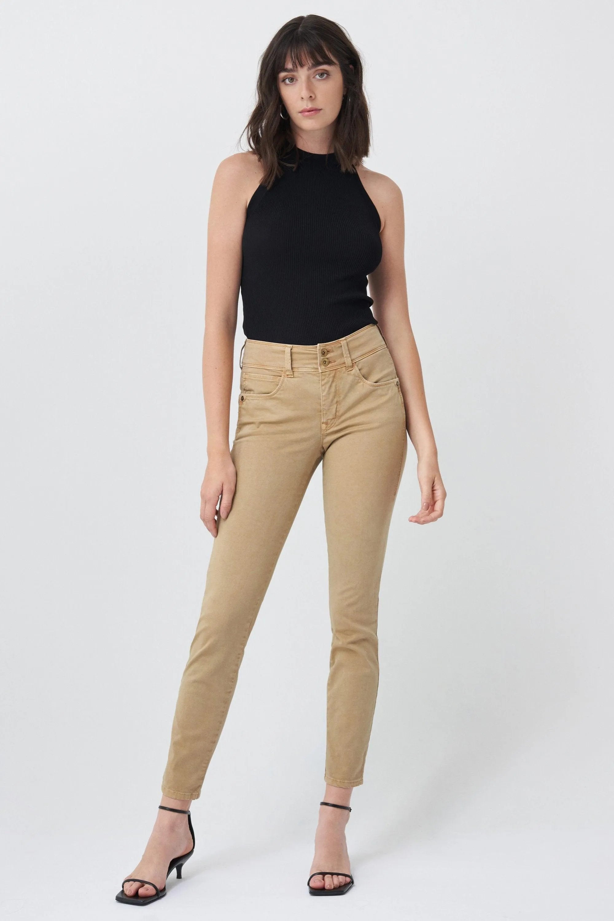Pantalones Push In Secret Skinny Con Color - ECRU