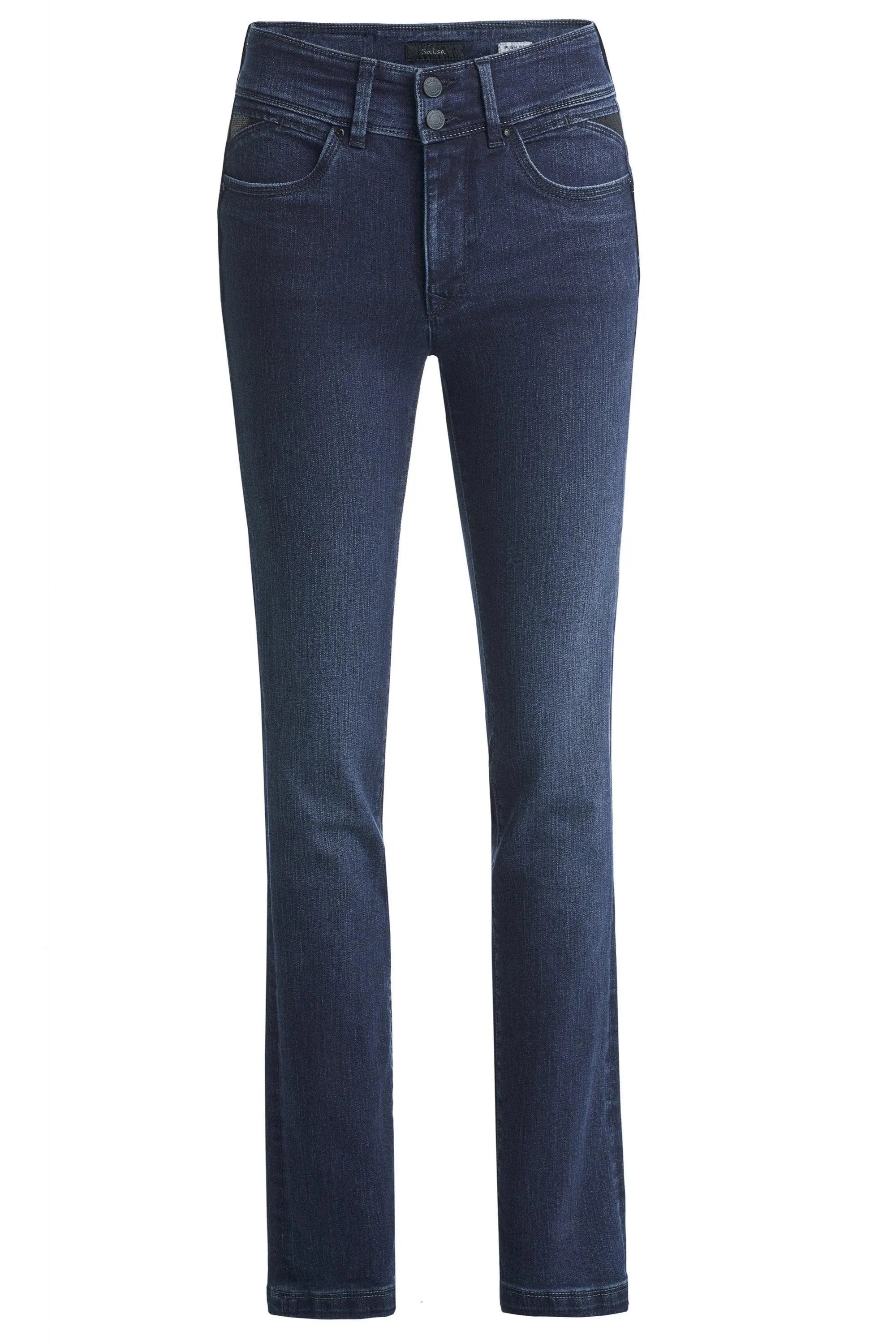 Pantalones vaqueros Push In Secret con detalles en napa - ECRU