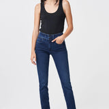 Pantalones vaqueros Push In Secret con detalles en napa - ECRU