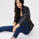 Pantalones vaqueros Push In Secret con detalles en napa - ECRU