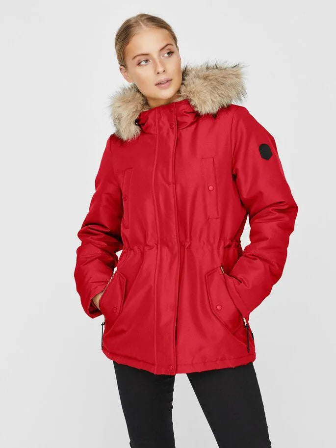 Parka Capucha piel - ECRU