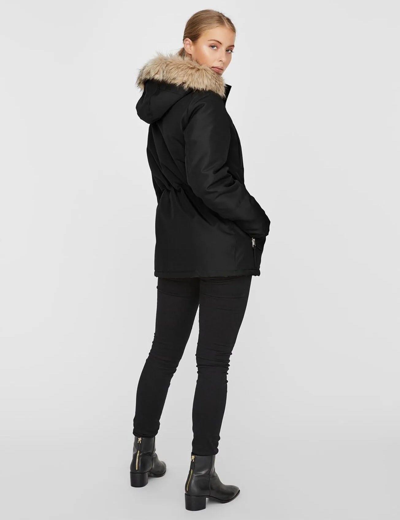 Parka Capucha piel - ECRU