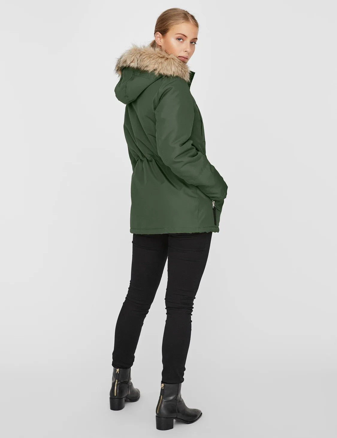 Parka Capucha piel - ECRU