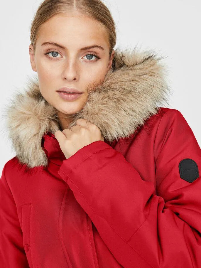 Parka Capucha piel - ECRU