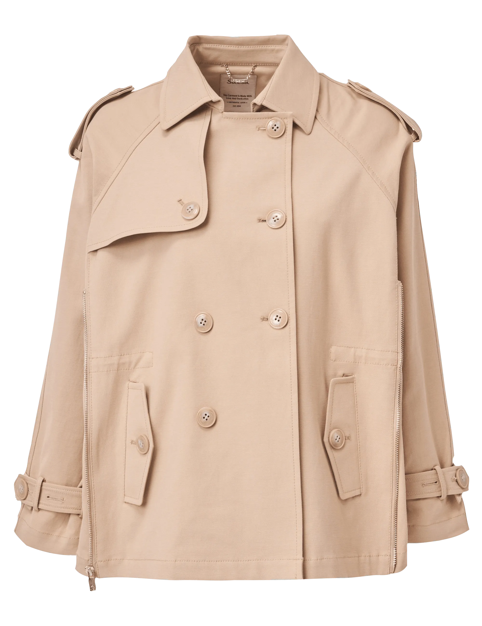 Parka con detalle de cremallera - ECRU