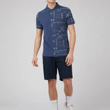 Polo Ben Sherman Blue Denim Geo Print - ECRU