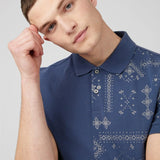 Polo Ben Sherman Blue Denim Geo Print - ECRU
