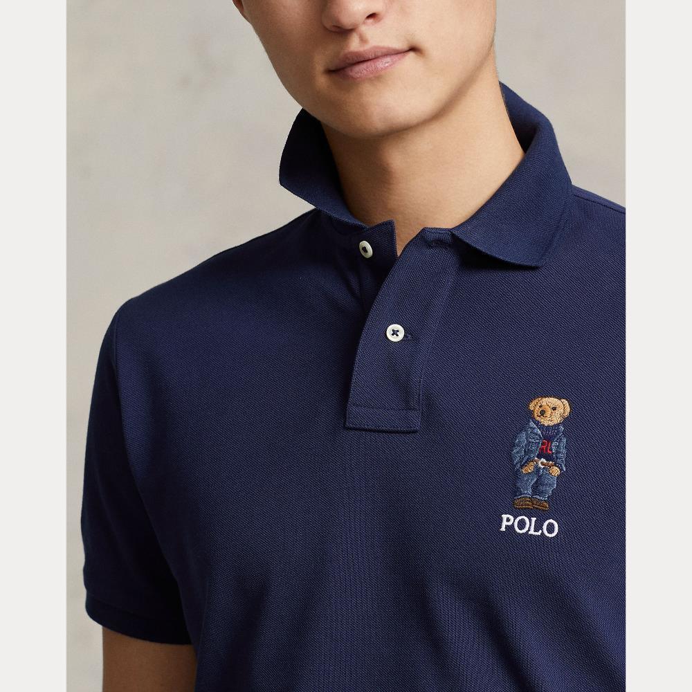 Polo Custom Slim Fit con Polo Bear - ECRU