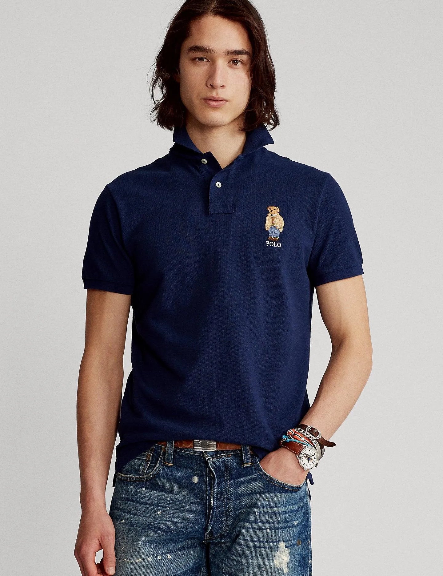 Polo Custom Slim Fit Polo Bear - ECRU