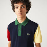 Polo de hombre Lacoste regular fit en petit piqué de algodón con diseño color block - ECRU
