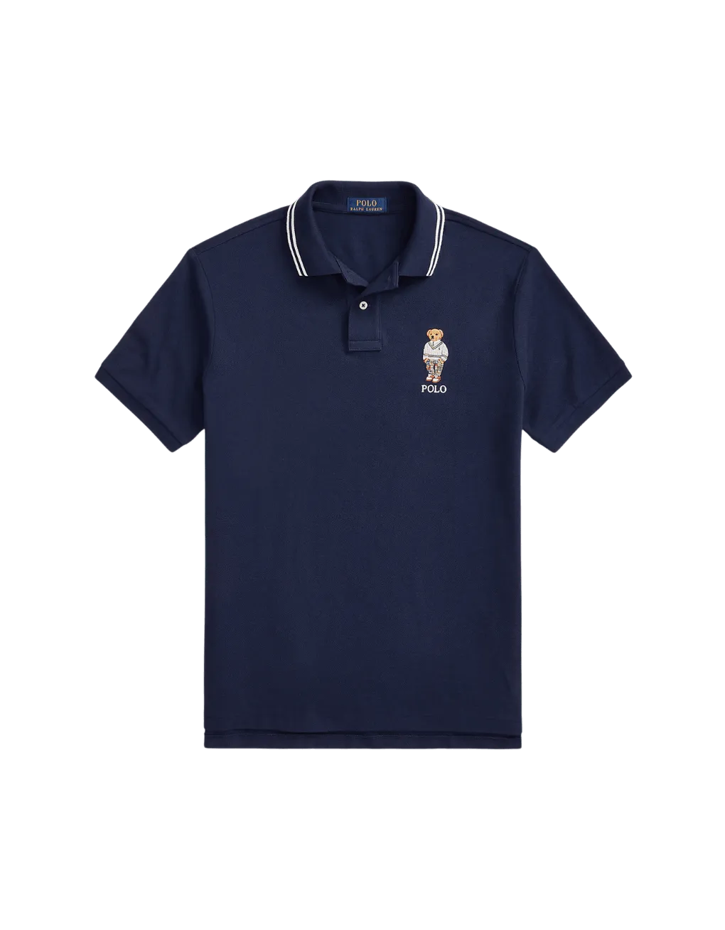 Polo de Hombre Ralph Lauren piqué Custom Slim con Polo Bear - ECRU