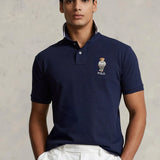 Polo de Hombre Ralph Lauren piqué Custom Slim con Polo Bear - ECRU