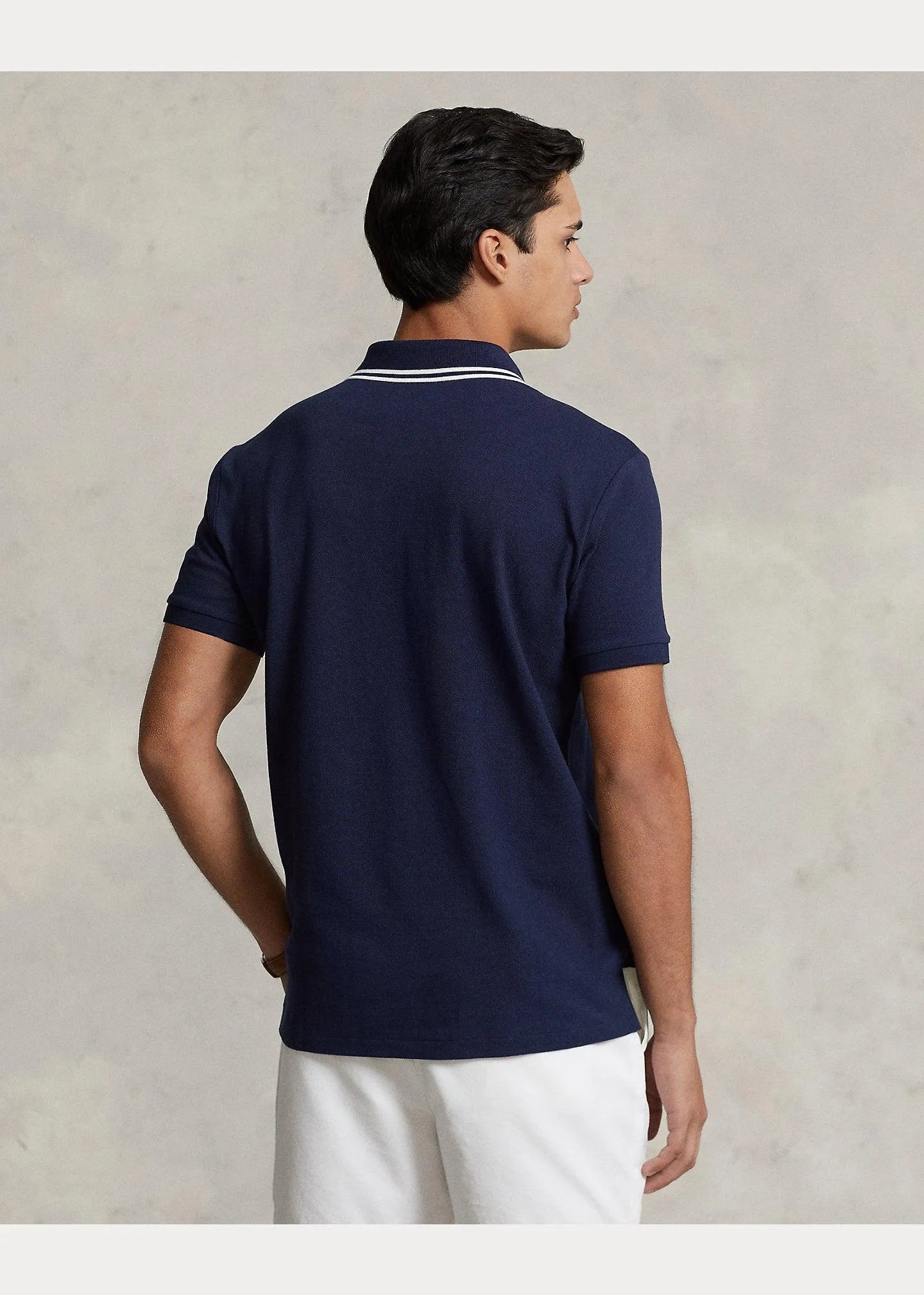 Polo de Hombre Ralph Lauren piqué Custom Slim con Polo Bear - ECRU