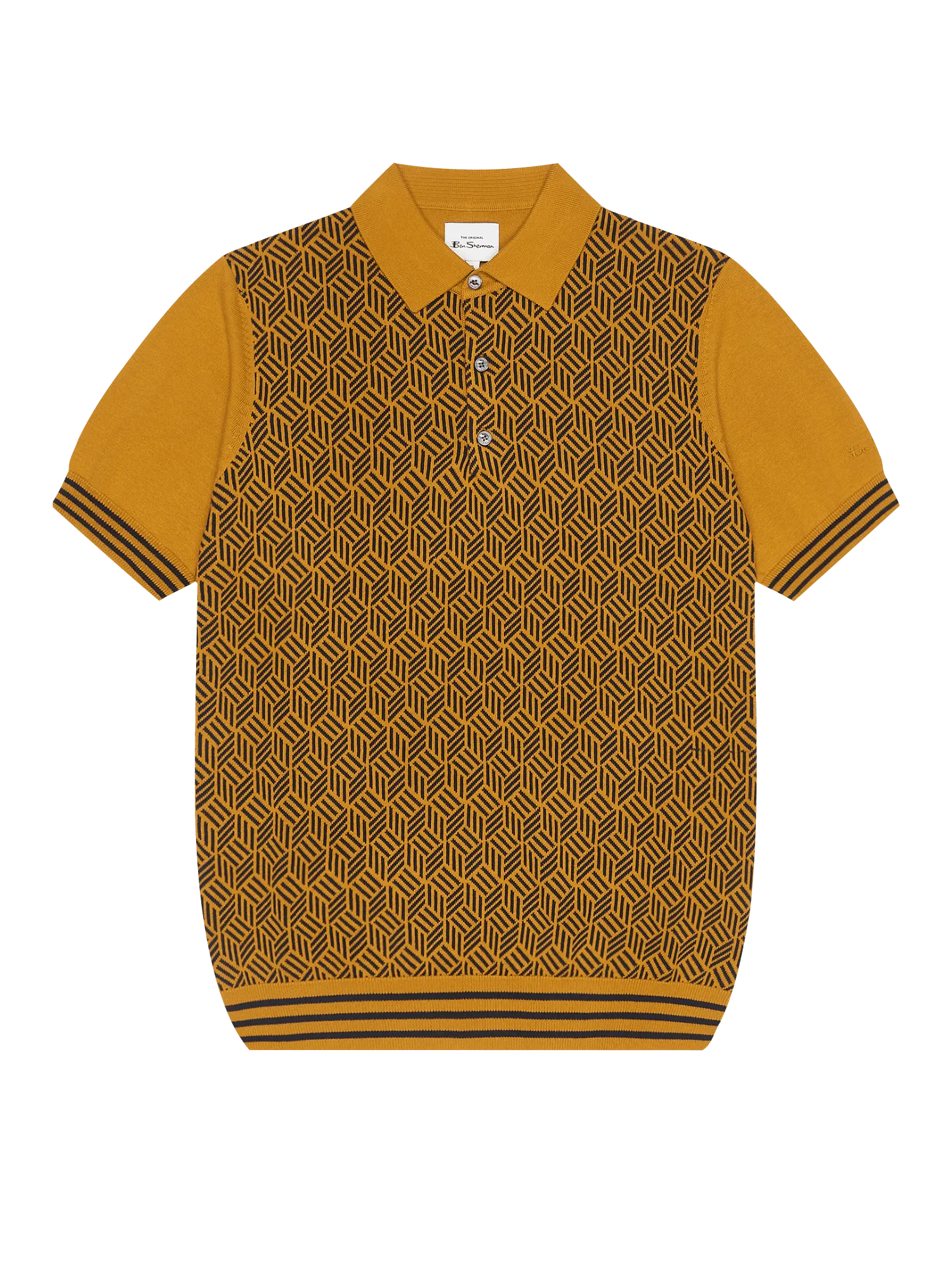 Polo de jacquard de punto mostaza - ECRU