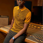 Polo de jacquard de punto mostaza - ECRU