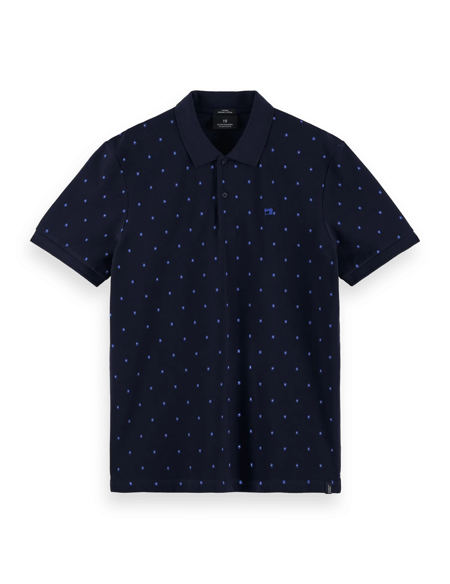 Polo de piqué de algodón orgánico con diseño estampado - ECRU