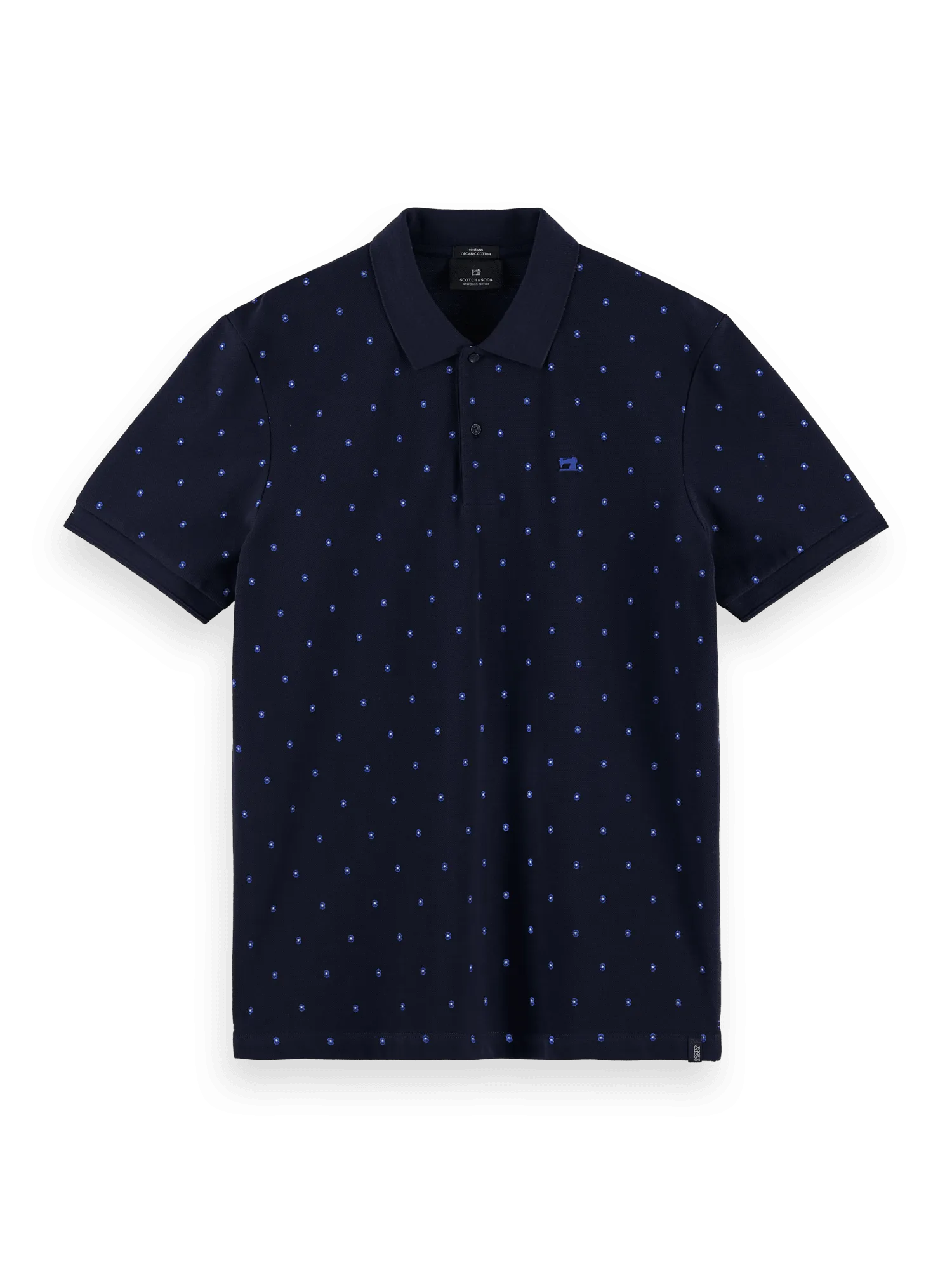 Polo de piqué de algodón orgánico con diseño estampado - ECRU