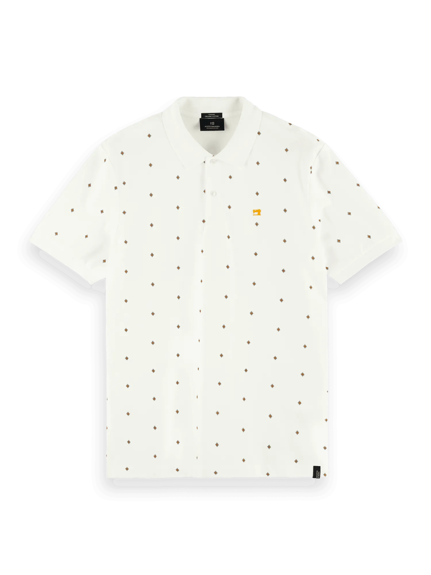 Polo de piqué de algodón orgánico con diseño estampado - ECRU