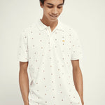 Polo de piqué de algodón orgánico con diseño estampado - ECRU