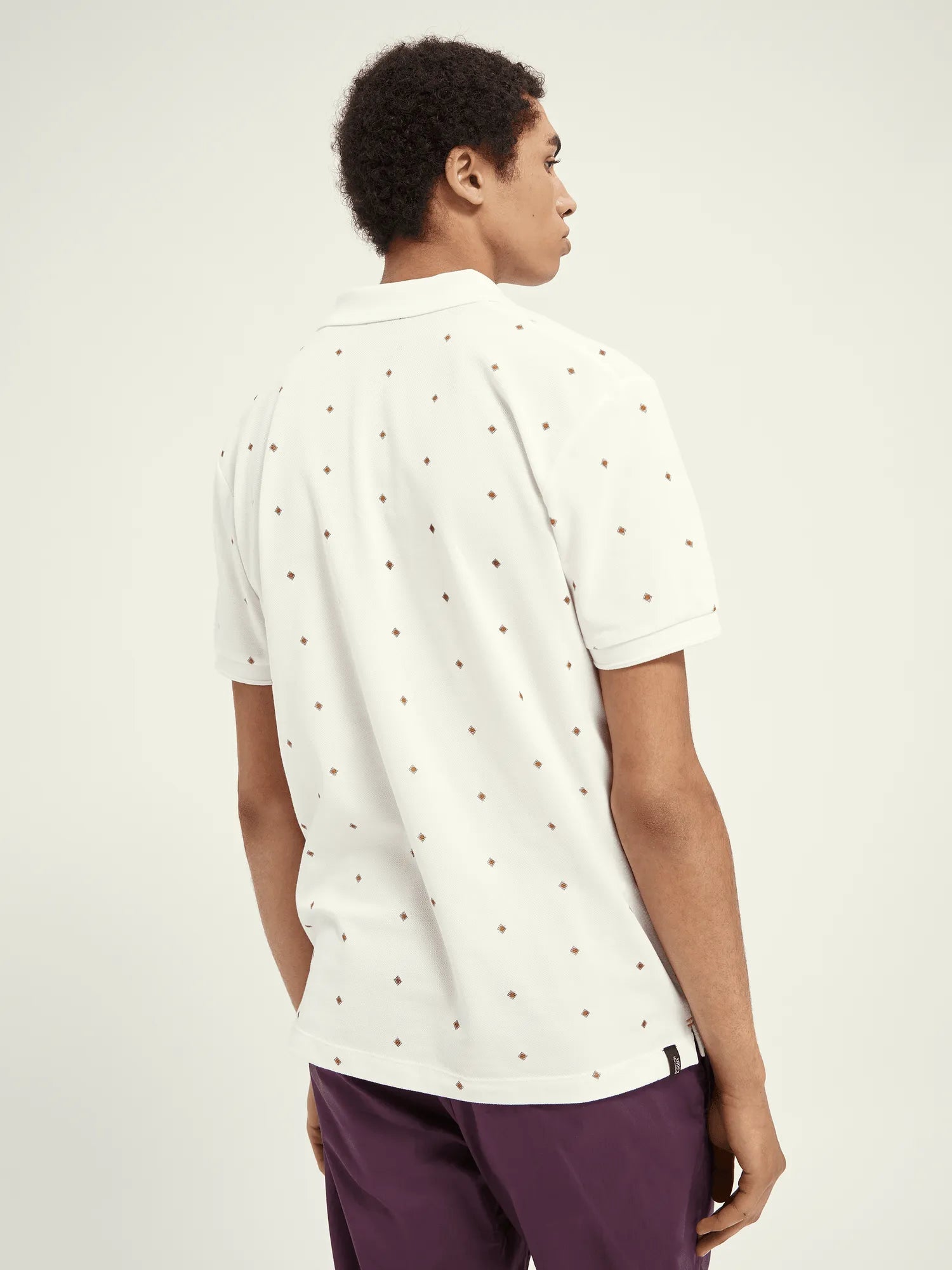 Polo de piqué de algodón orgánico con diseño estampado - ECRU