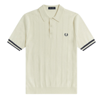 Polo de punto con textura y ribete K3533 - ECRU