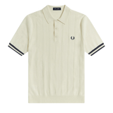 Polo de punto con textura y ribete K3533 - ECRU