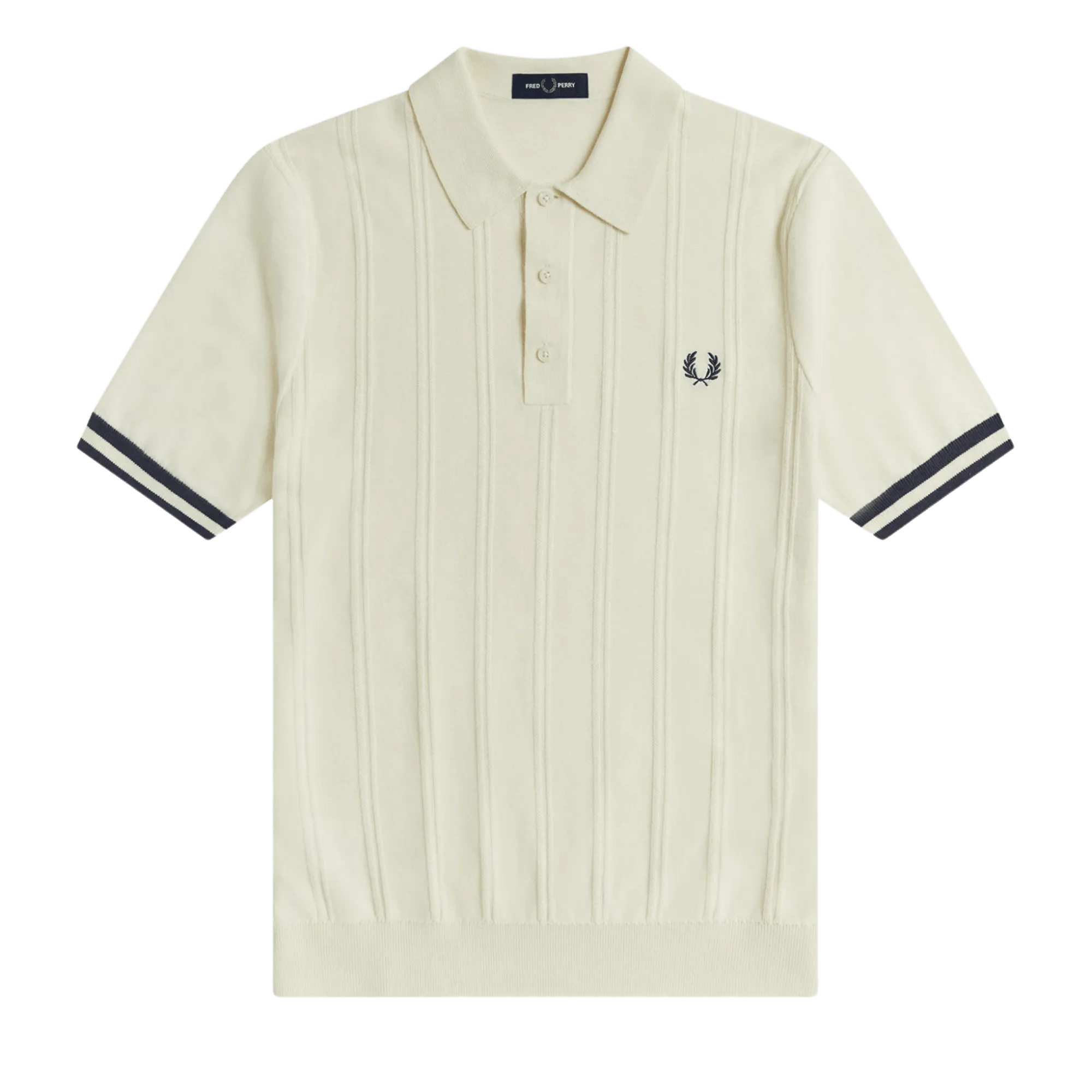 Polo de punto con textura y ribete K3533 - ECRU