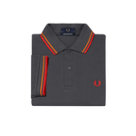 Polo Fred Perry M12 Gris Plomizo Naranja Rojo Cibernético Made In England - ECRU